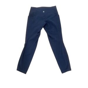 Athleta Size Medium Navy Blue Salutation Stash Pocket 7/8 Tight Leggings